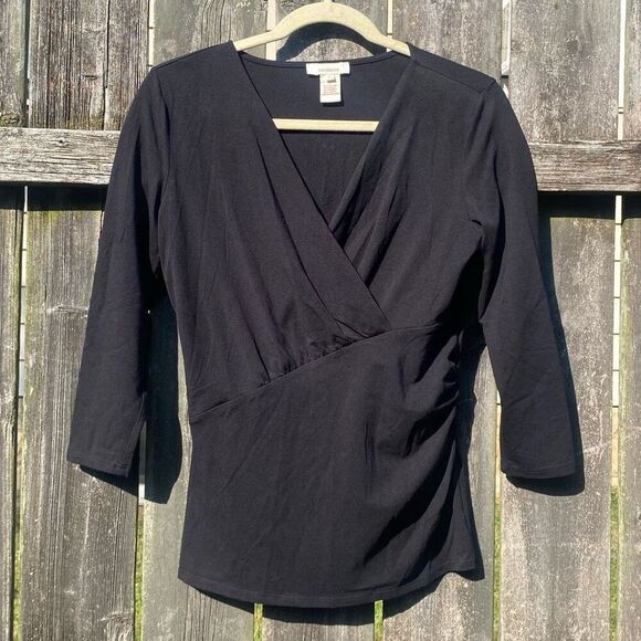 Sundance Black Vanessa Faux Wrap Top | S - Picture 1 of 3